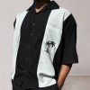 Summer Patched Breeze Embroidery Shirt with Embroidered Black Shorts