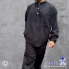 Full Black Harmony Outfit with oversized Mandarin collar shirt and cotton jogger pants