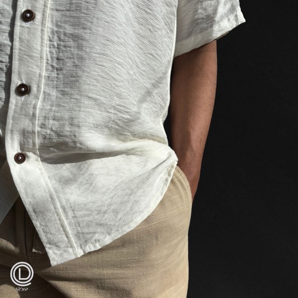 Relaxed fit cotton shirt in off white, crafted from premium breathable cotton,