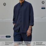 Oversized Button Down Mandarin Collar Long Sleeve Shirt & Shorts -  ( XS to 4XL )