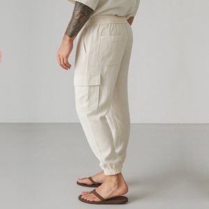 Lans  Linen Cargo Jogger  blends Pant - Men ( XS to 4XL )