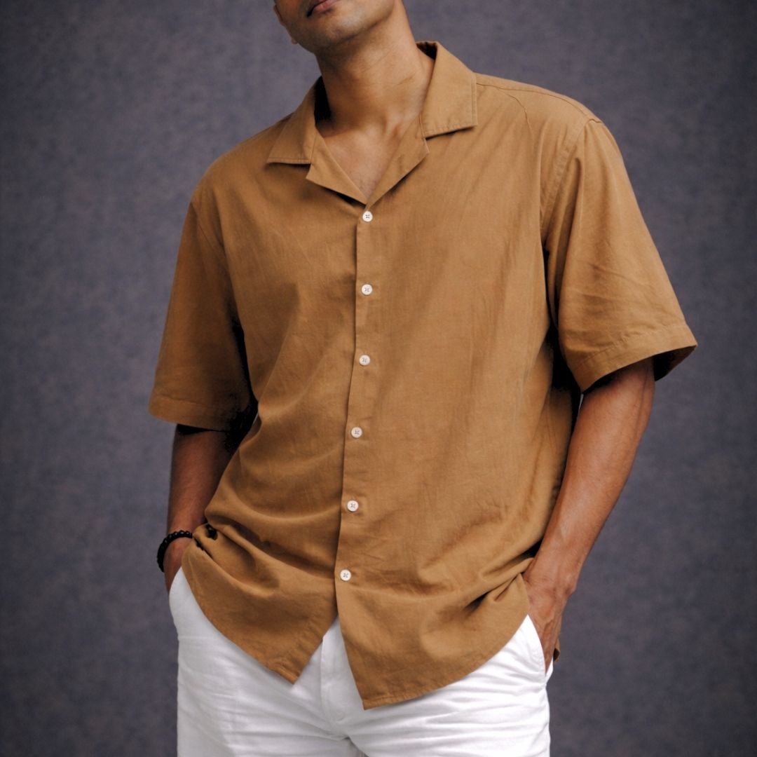 Lans Relaxed Cuban Collar Short Sleeve Shirt (XS–4XL)