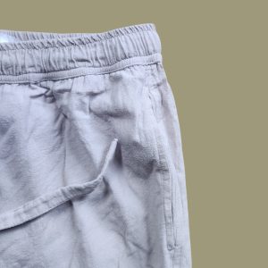 ose up of tonal fabric lace drawstring and elastic waist on ash grey trousers