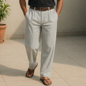 Lans Oversized Riviera Stripe - Blue  Looped Long Pant (XS–4XL)