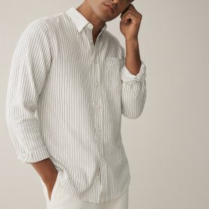 Lans Relaxed Hydra Stripe Long Sleeve Pockted Shirt (XS–4XL)