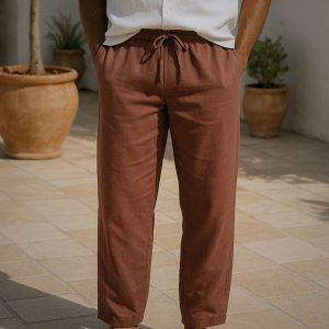 Dark Olive Cuban Collar Shirt oversized fit with long sleeves front view