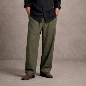 Lans Oversized Olive Green Long Pant front view handmade in Sri Lanka