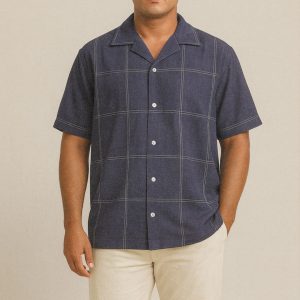 Lans Oversized Seamline Shirt – Navy Blue (XS to 4XL)