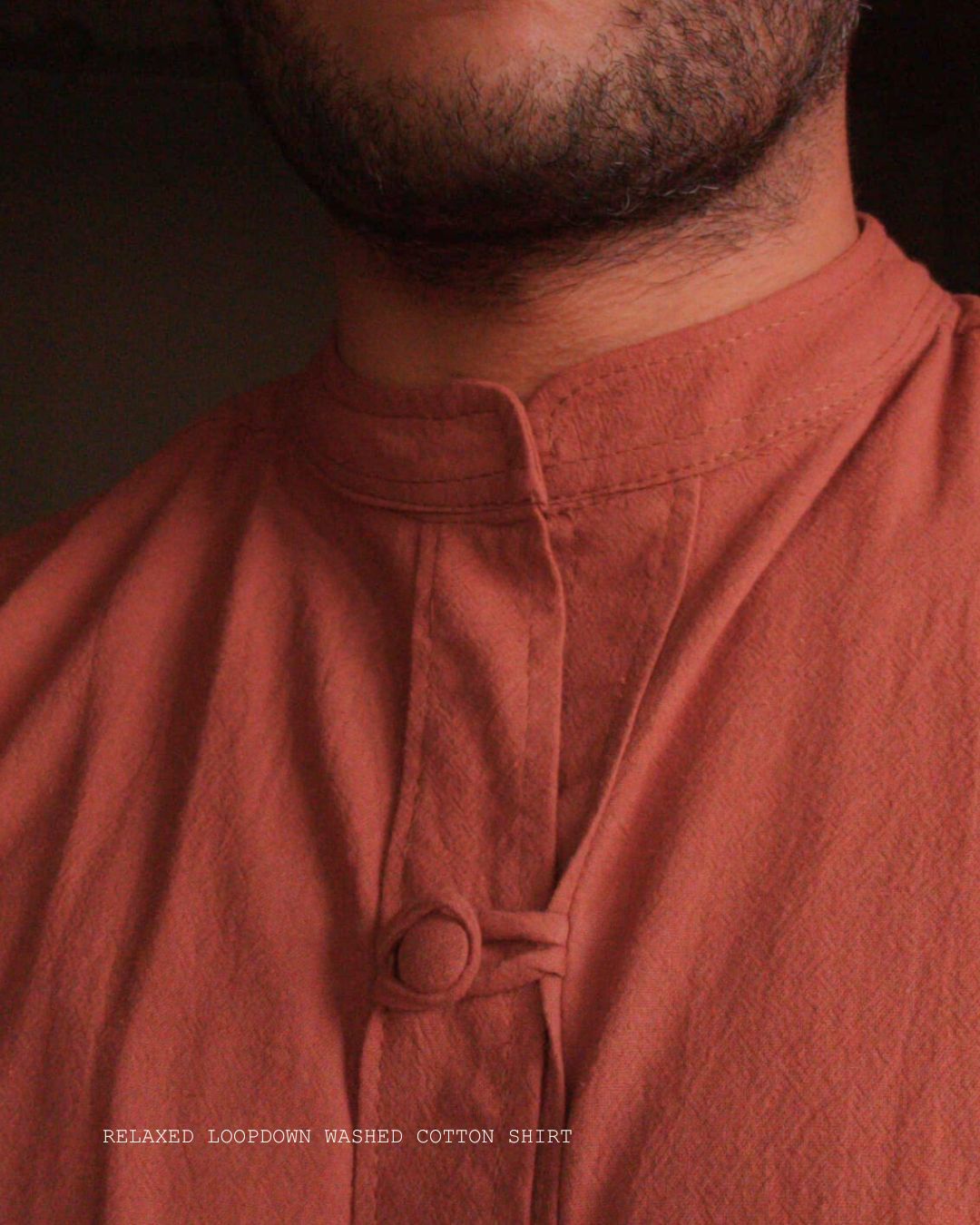 MANDARIN SHIRT WITH LOOPS FROM WASHED COTTON SRI LANKA 2