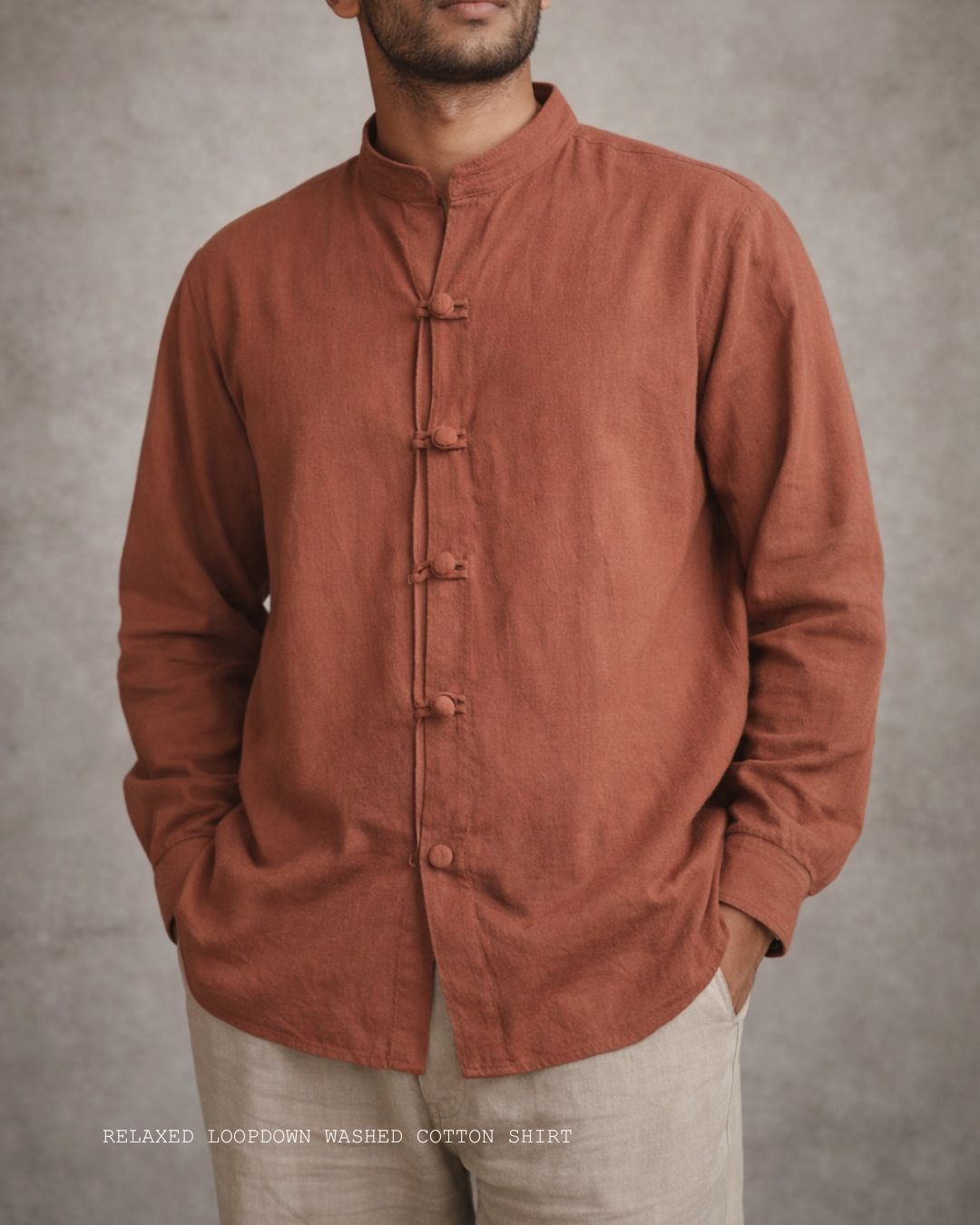 MANDARIN SHIRT WITH LOOPS FROM WASHED COTTON SRI LANKA 5