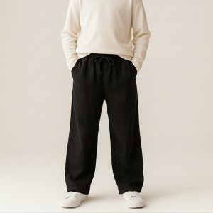 Lans Relaxed Unisex Cotton Comfort kids Pant - Black ( XS to 4XL )