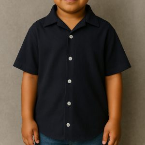 Lans  Kid Classic Cotton Oversized Shirt – Navy Blue (XS–4XL)