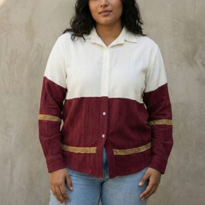 Lans Relaxed Cotton  Imperial Panel Cuban Woman's Shirt (XS–4XL)