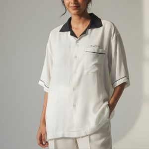 Lans Oversized Monochrome Camp Linen Cuban Woman's Shirt  (XS–4XL)