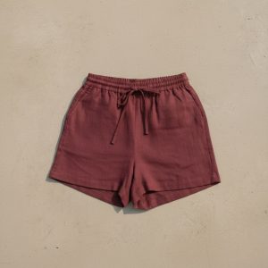 Lans Women’s Linen Cotton Summer Shorts relaxed fit front view