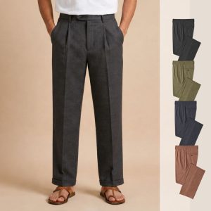 Lans Relaxed Classic Urban Pleated Long Pant in Jet Black front view