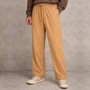 Lans Wide-Leg Textured Cotton Pant front view with relaxed flowing silhouette