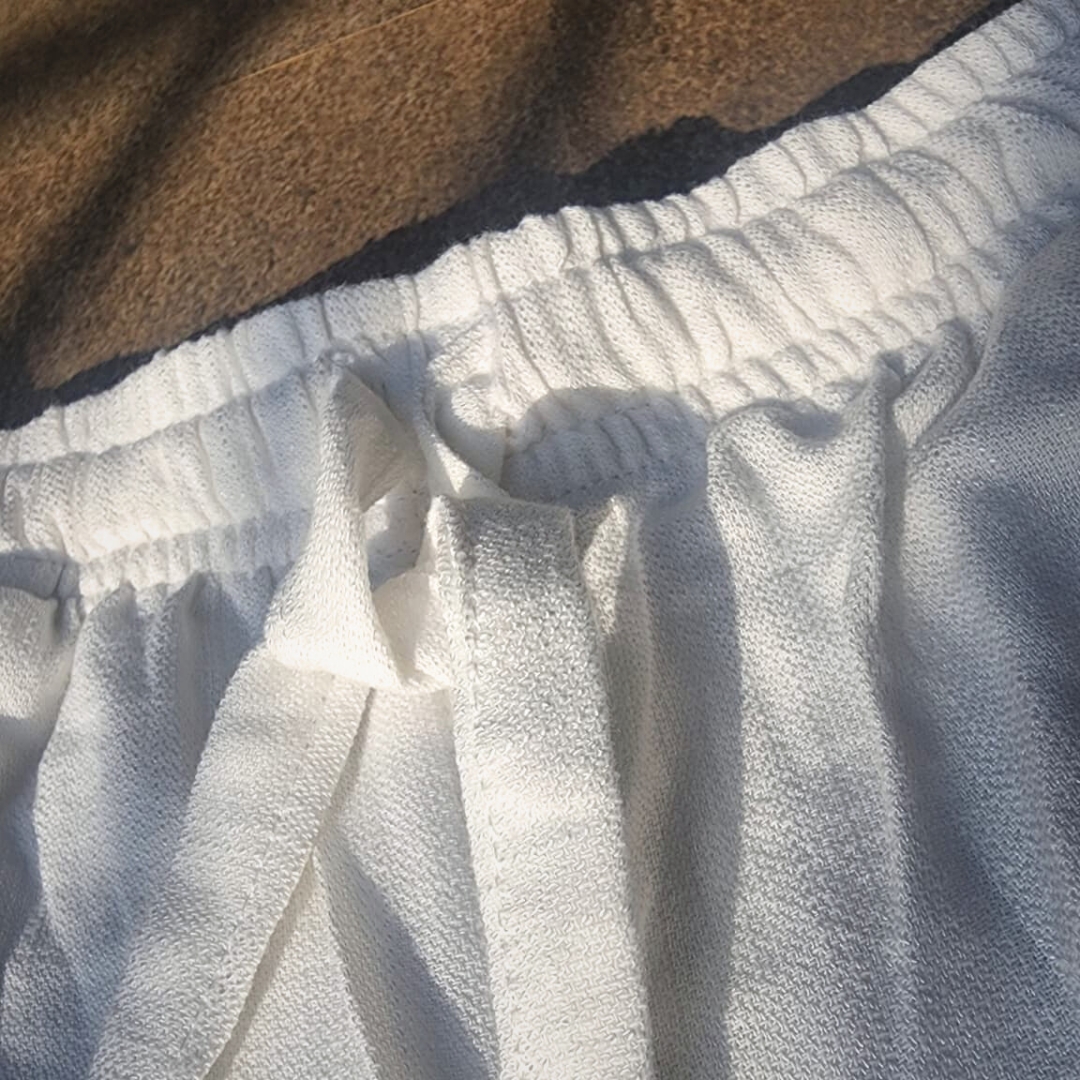 Lans Oversized Washed Cotton Camp Collar Long Sleeve Shirt & Long Pant Full Outfit an wearing oversized washed cotton outfit resort style made in Sri Lanka