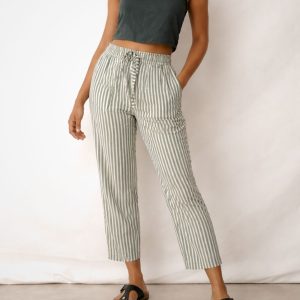 Man wearing cropped striped pants coastal style made in Sri Lanka