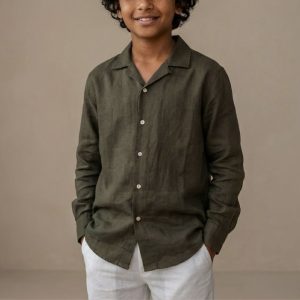 Lans Kid Long Sleeve Shirt front view bold color for Kid