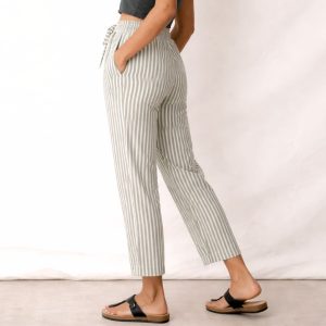 Man wearing cropped striped pants coastal style made in Sri Lanka