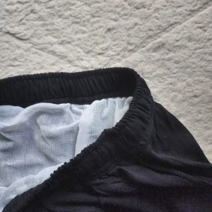 Washed cotton black oversized pant with elastic waistband and drawstring, relaxed fit men’s cotton trousers