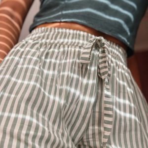 Man wearing cropped striped pants coastal style made in Sri Lanka