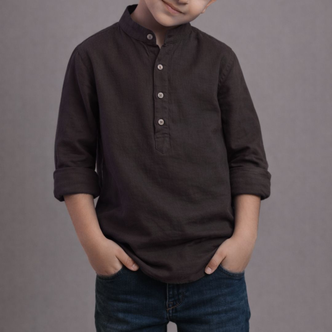 Lans Relaxed Nomad Resort Linen Kid Shirt (3) Lans Relaxed Nomad Resort Linen Kid Shirt front view breathable fabric