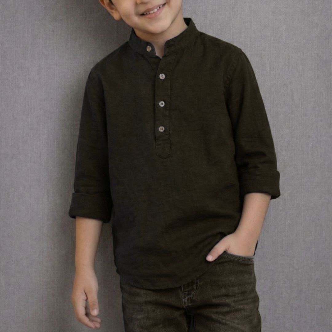 Lans Relaxed Nomad Resort Linen Kid Shirt (3) Lans Relaxed Nomad Resort Linen Kid Shirt front view breathable fabric