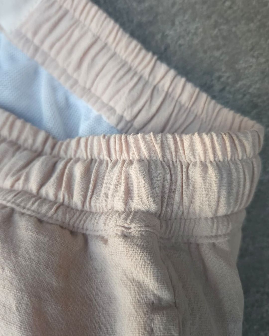 Oversized Washed Cotton Light Beige Long Pant & Sky Blue Relaxed Shirt Lans Full Outfit Sky Blue Relaxed Shirt and Light Beige Pant front view