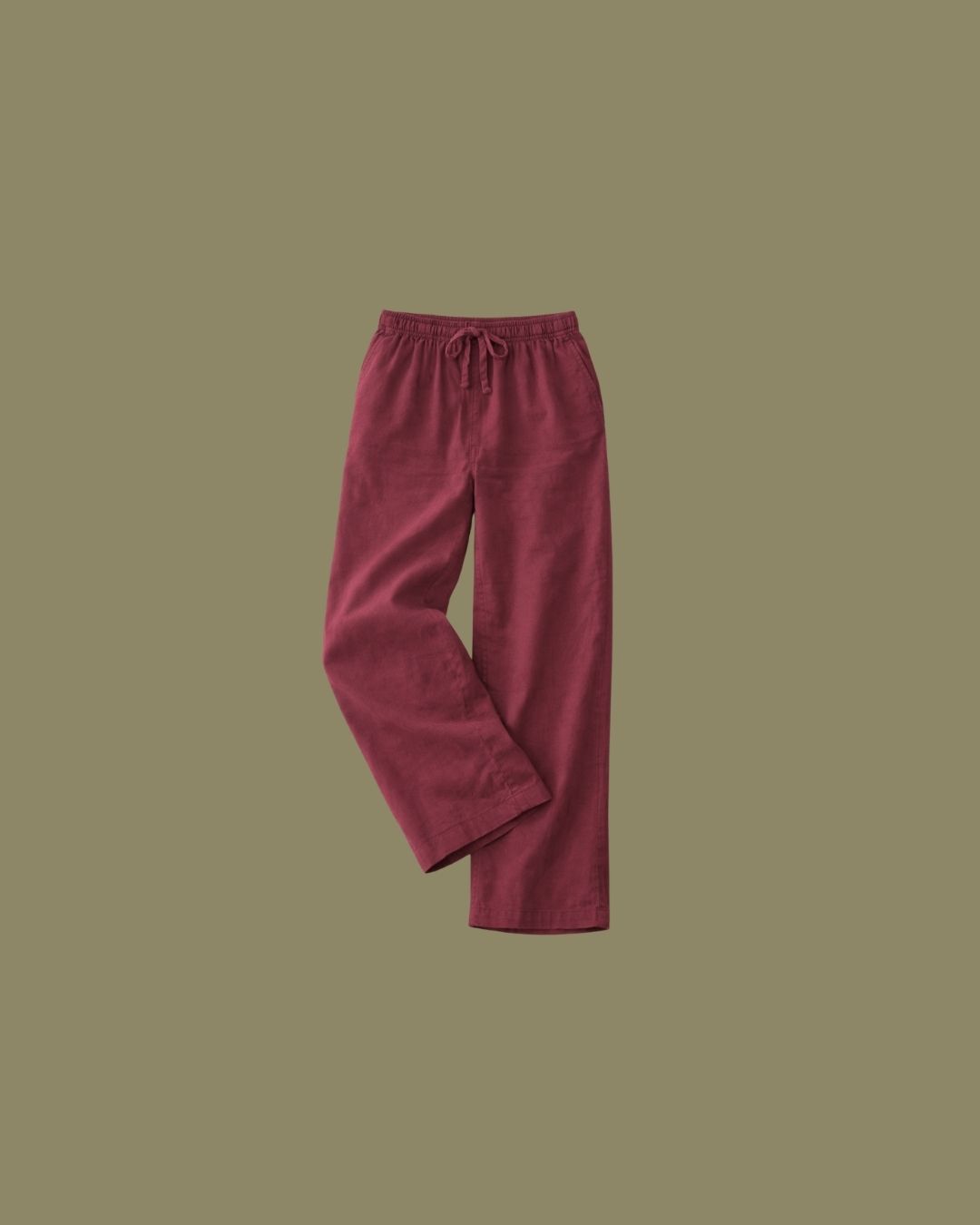 Lans Oversized Washed Cotton Maroon Long Pant - Woman Lans Oversized Washed Cotton Men's Pant in Maroon front view relaxed fit