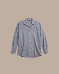 Lans Full Outfit Oversized Ash Cuban Collar Shirt and Off-White Pant front view