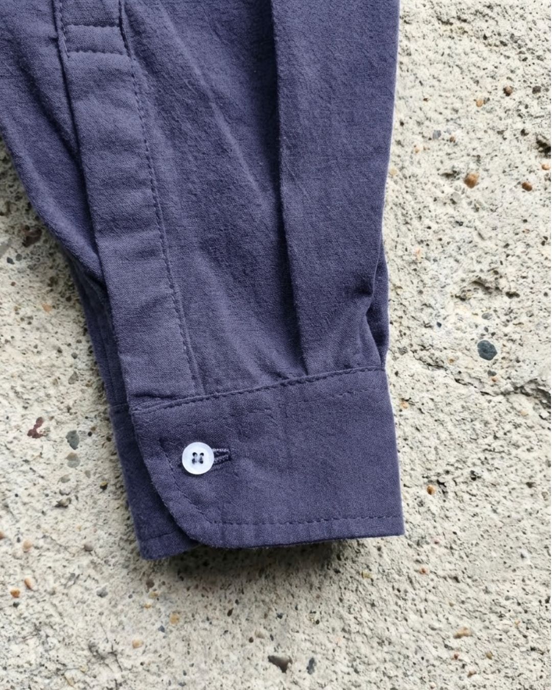 Lans Oversized Mandarin Loopline Men's Shirt - Dark Blue Lans Oversized Mandarin Loopline Shirt in Dark Blue front view