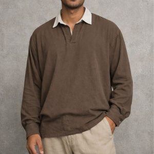 MALE MODEL WEARING OVERSIZED COTTON SHIRT PATCHED CHARCOAL OLIVE SRI LANKA