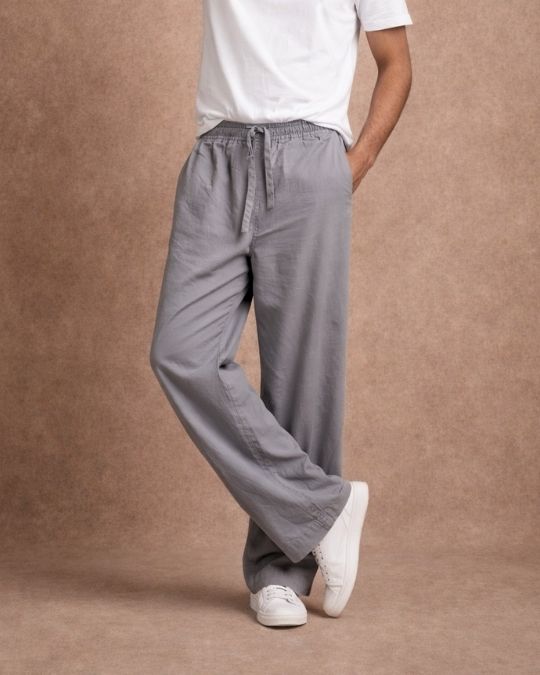 OVERSIZED GREY WASHED LONG PANT MAN WEARING OVERSIZED GREY WASHED LONG PANT