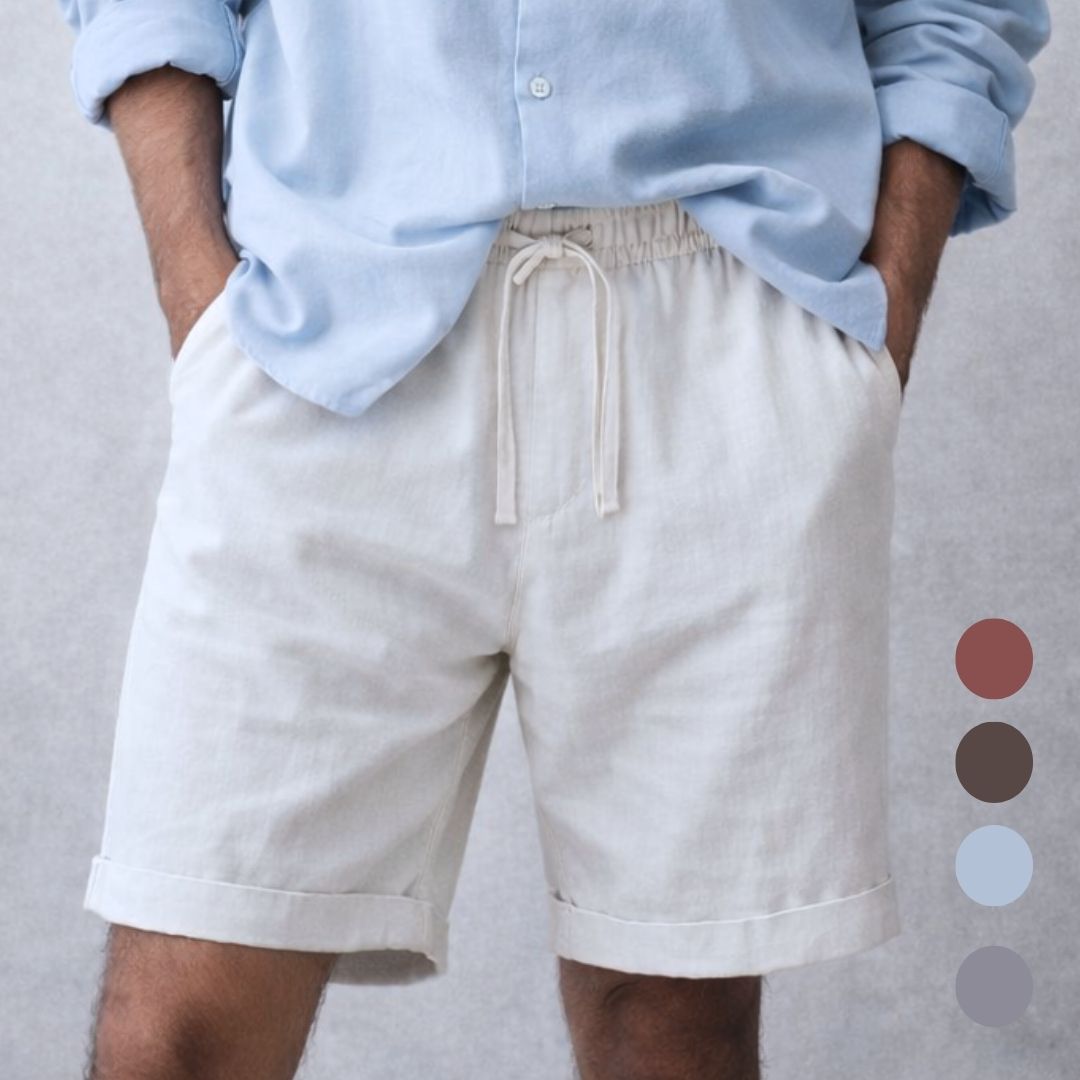ans Relaxed Wonderwall Washed Linen Shorts MAN WEARING RELAXED WASHED LINEN SHORT