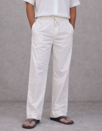 Lans Oversized Blended Cotton Long Pant - Off-White (XS–4XL)