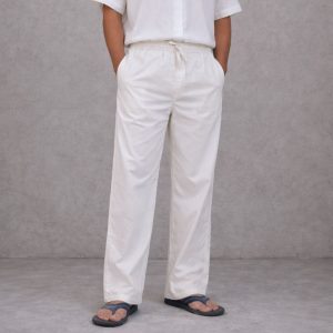 Lans Oversized Blended Cotton Long Pant - Off-White (XS–4XL)