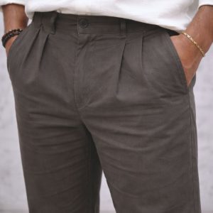 Lans Relaxed  Pleated Men's Pant - Charcoal Olive (XS–4XL)