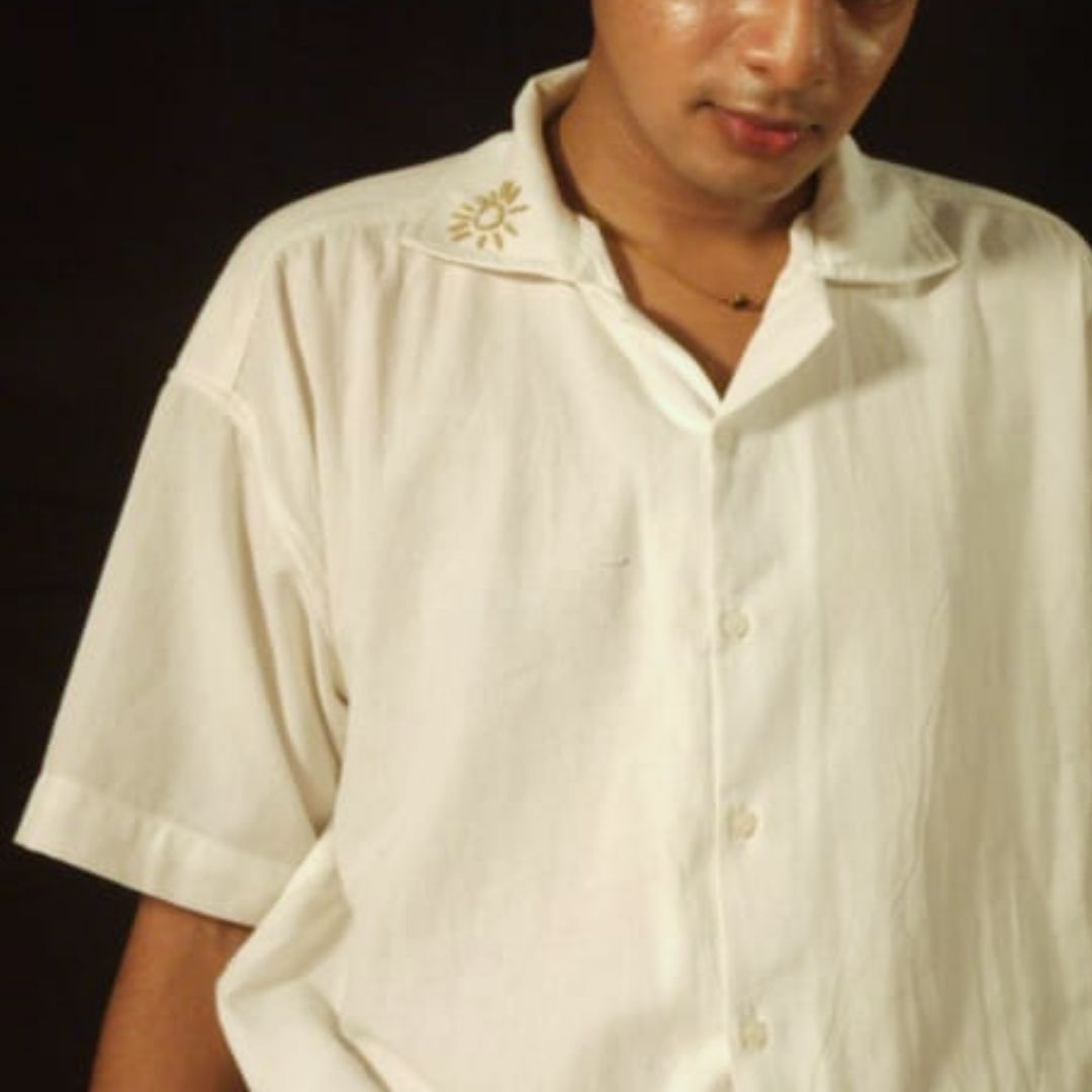 Lans Oversized Suncrest Embroidery Shirt & Coffee Brown long Pant - Men's Outfit (XS to 4XL)