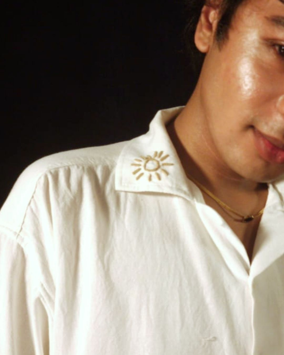 Lans Oversized Suncrest Embroidery Shirt & Coffee Brown long Pant - Men's Outfit (XS to 4XL)