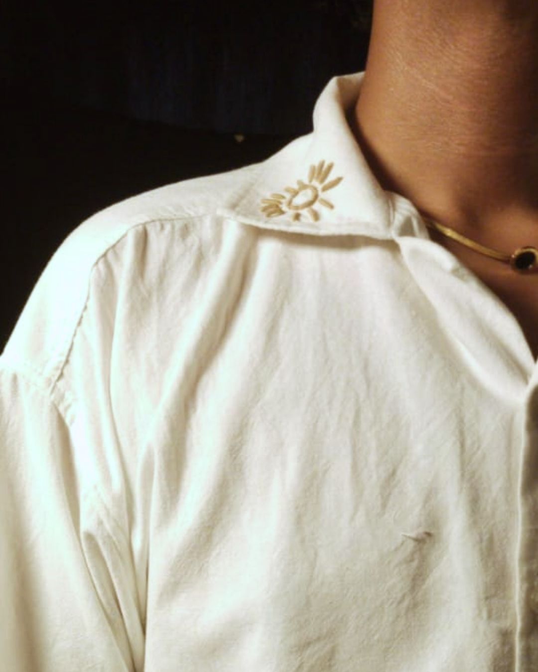 Lans Oversized Suncrest Embroidery Shirt & Coffee Brown long Pant - Men's Outfit (XS to 4XL)