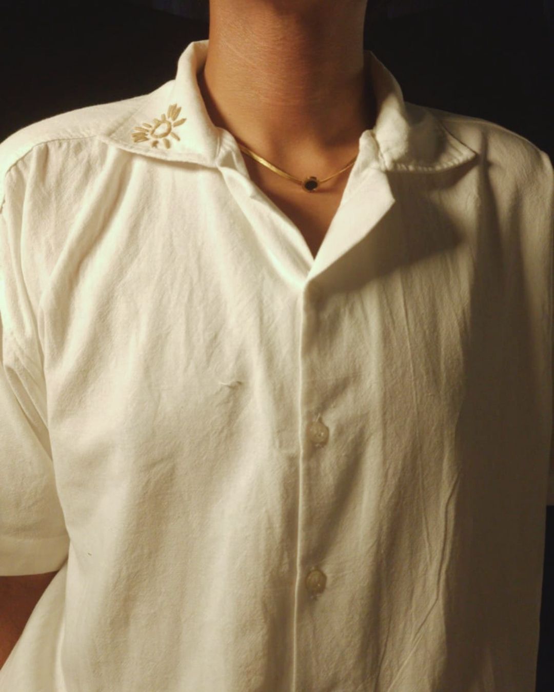 Lans Oversized Suncrest Embroidery Shirt & Coffee Brown long Pant - Men's Outfit (XS to 4XL)