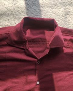 Lans Full Outfit Oversized Maroon Cuban Shirt and Coastline Off-White Pant front view