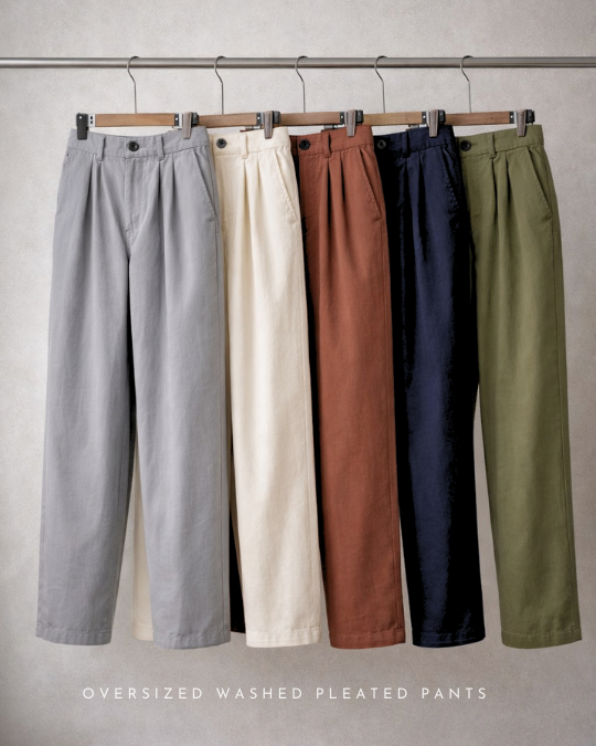 OVERSIZED PLEATED WASHED PANT