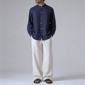 Lans Relaxed Mandarin Shirt & Coastline Linen Pant Set Outfit (XS to 4XL)