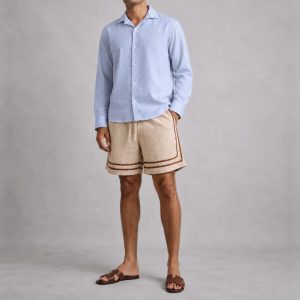 Men’s Striped Cuban Shirt and Summer Short Outfit