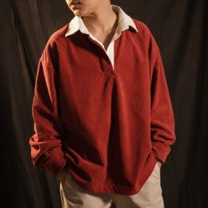 Lans Oversized Retro Corduroy Kids Maroon Shirt with Matching Pants ( XS to 4XL )