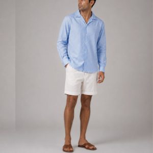 RELAXED COMO STRIPE COTTON SHIRT AND WASHED COTTON SHORT