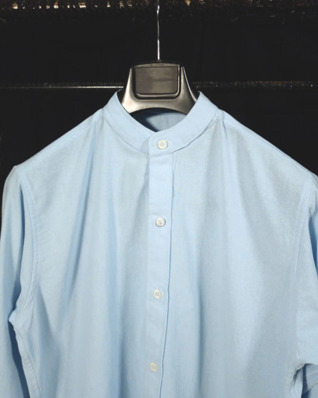 Lans Silver Shore Relaxed Sky Blue Button Down Shirt & Soft Gray Oversized Pant Outfit